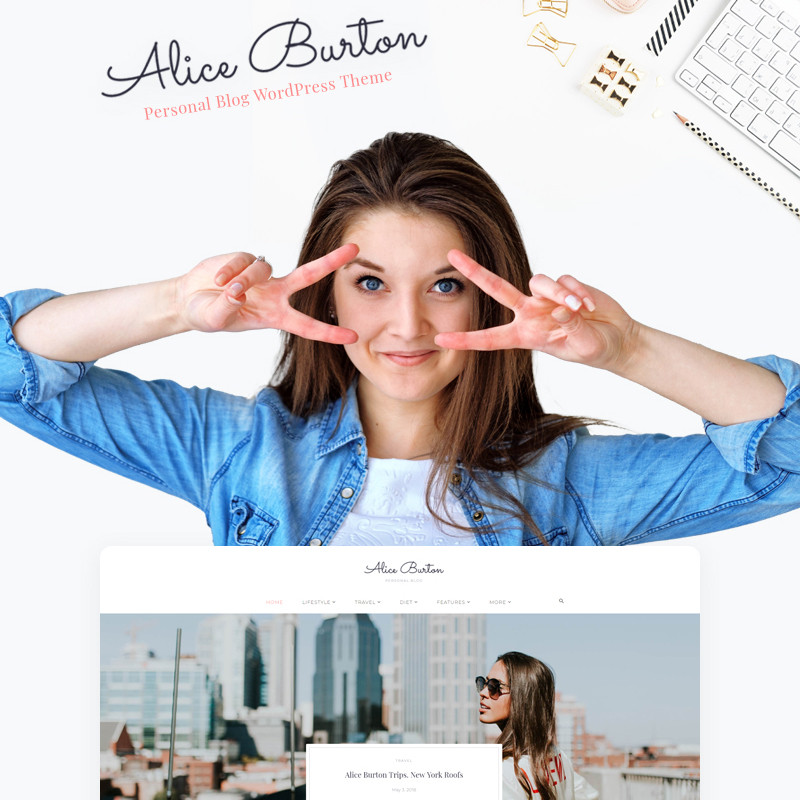 AliceBurton - Tema WordPress con Elementor para Blog Personal
