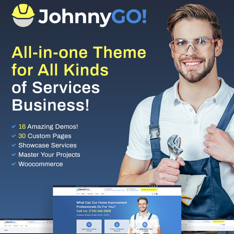 JohnnyGo - Plantilla WordPress Polivalente para Sitio de Servicios de Mantenimiento del Hogar